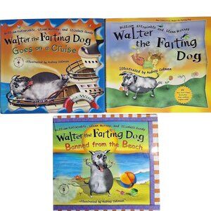 3 Walter The Farting Dog Book Lot Goes on a Cruise Banned from the Beach Colman
